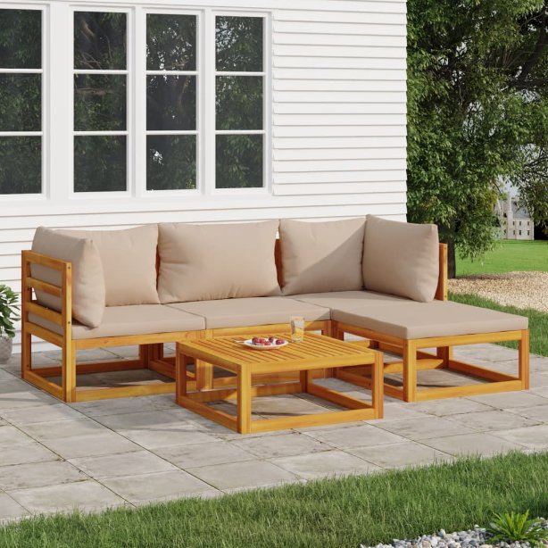 vidaXL 6-tlg. Garten-Lounge-Set mit Taupe Kissen Massivholz