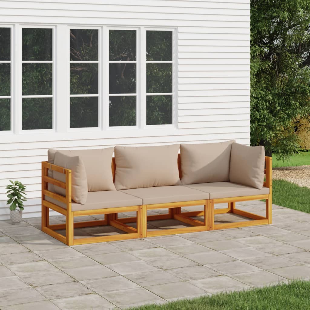 vidaXL 6-tlg. Garten-Lounge-Set mit Taupe Kissen Massivholz