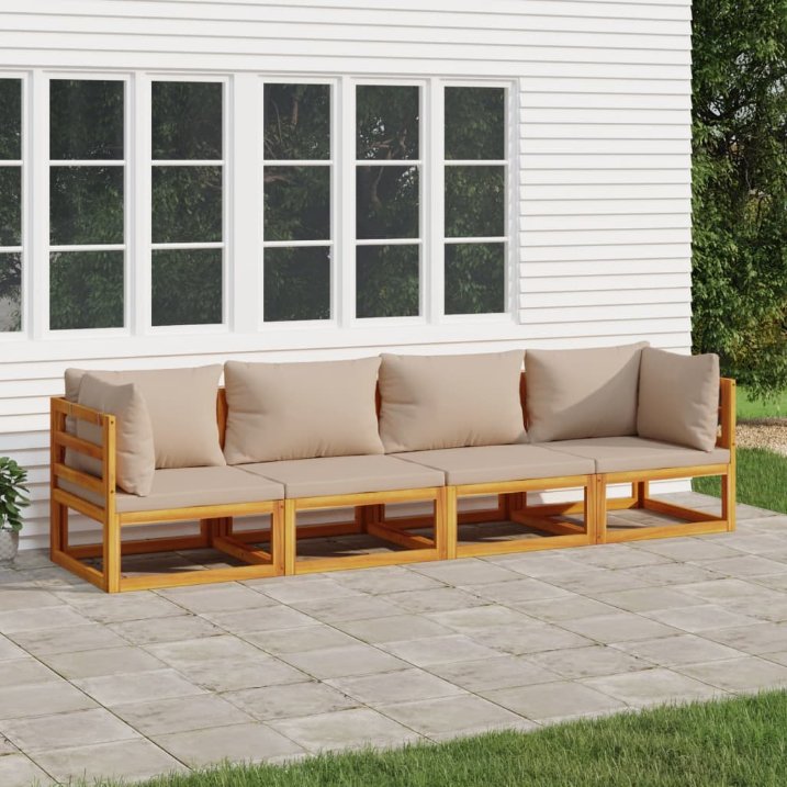 vidaXL 6-tlg. Garten-Lounge-Set mit Taupe Kissen Massivholz