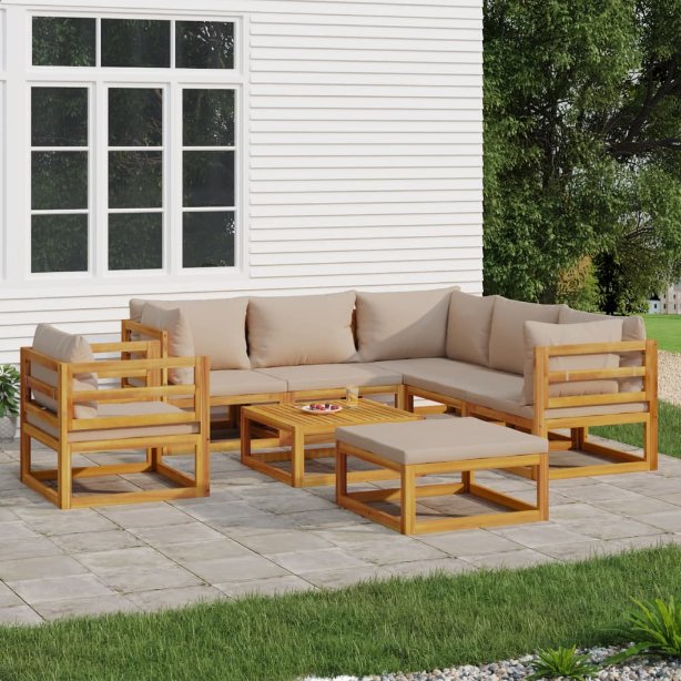 vidaXL 6-tlg. Garten-Lounge-Set mit Taupe Kissen Massivholz