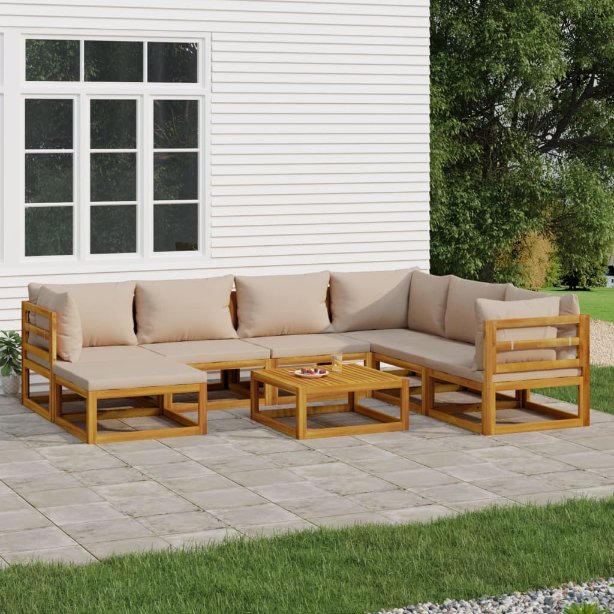 vidaXL 6-tlg. Garten-Lounge-Set mit Taupe Kissen Massivholz