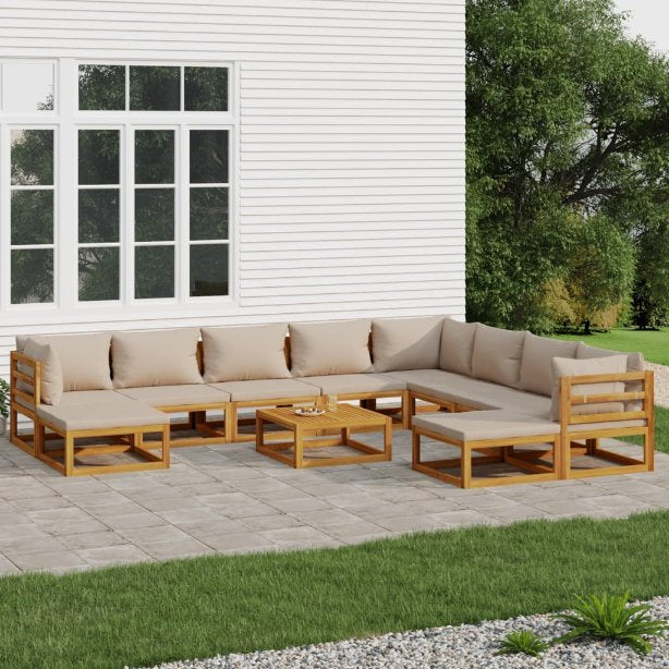 vidaXL 6-tlg. Garten-Lounge-Set mit Taupe Kissen Massivholz