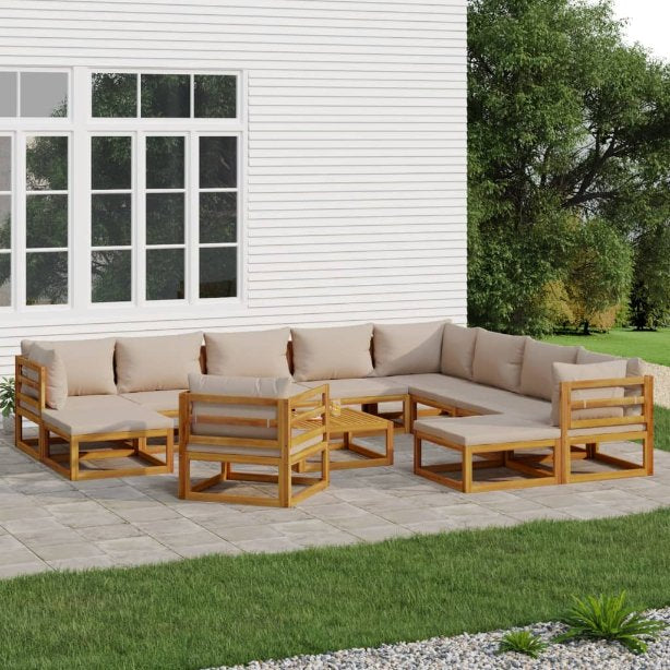 vidaXL 6-tlg. Garten-Lounge-Set mit Taupe Kissen Massivholz