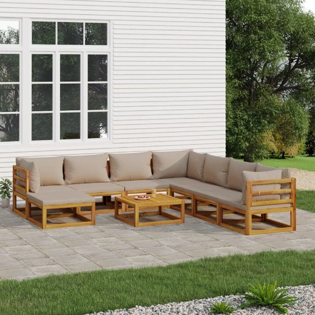 vidaXL 6-tlg. Garten-Lounge-Set mit Taupe Kissen Massivholz