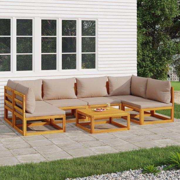 vidaXL 6-tlg. Garten-Lounge-Set mit Taupe Kissen Massivholz
