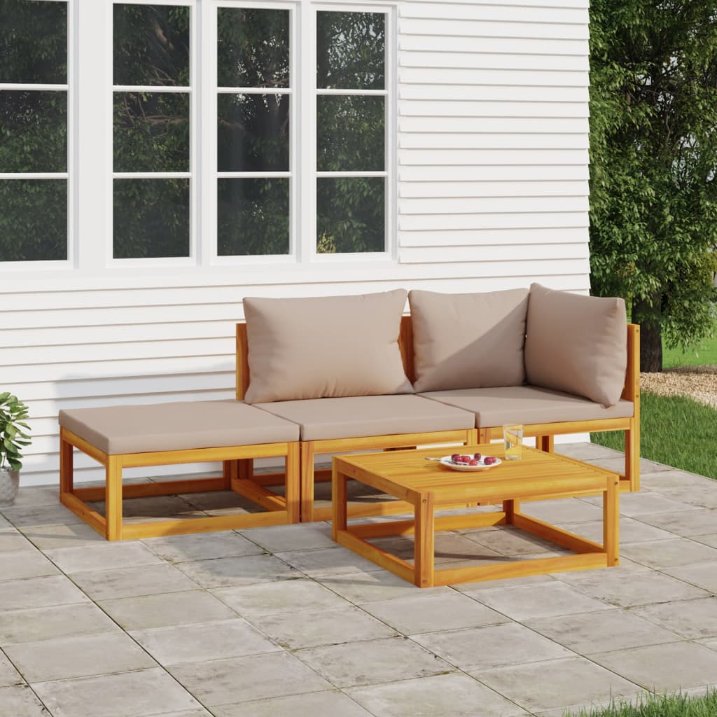 vidaXL 6-tlg. Garten-Lounge-Set mit Taupe Kissen Massivholz