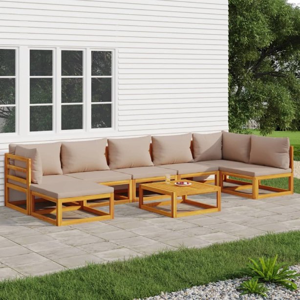 vidaXL 6-tlg. Garten-Lounge-Set mit Taupe Kissen Massivholz