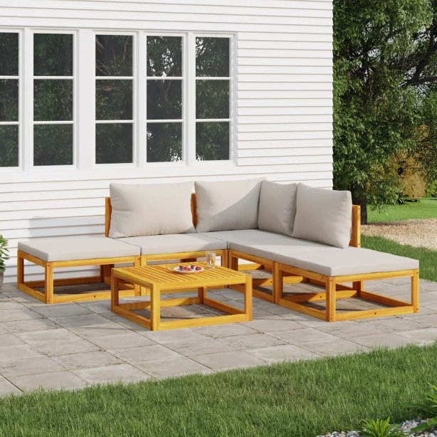 vidaXL 6-tlg. Garten-Lounge-Set mit Taupe Kissen Massivholz