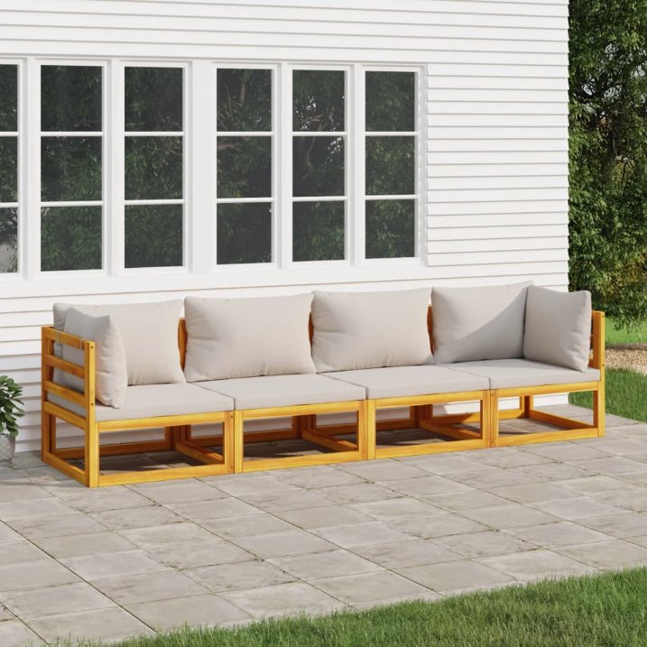 vidaXL 6-tlg. Garten-Lounge-Set mit Taupe Kissen Massivholz