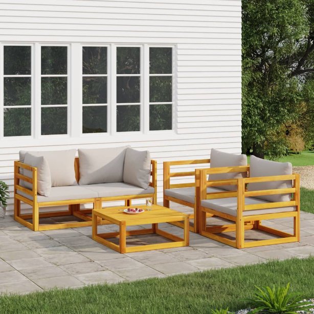 vidaXL 6-tlg. Garten-Lounge-Set mit Taupe Kissen Massivholz