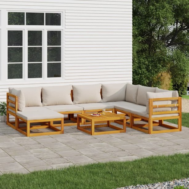 vidaXL 6-tlg. Garten-Lounge-Set mit Taupe Kissen Massivholz