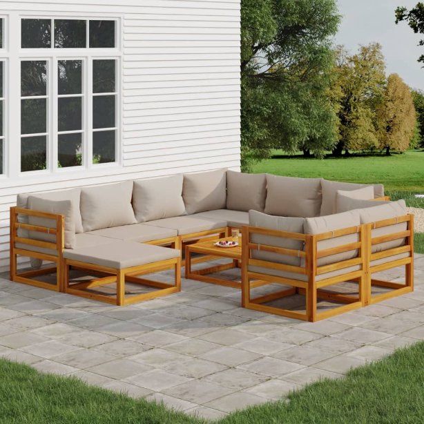 vidaXL 6-tlg. Garten-Lounge-Set mit Taupe Kissen Massivholz