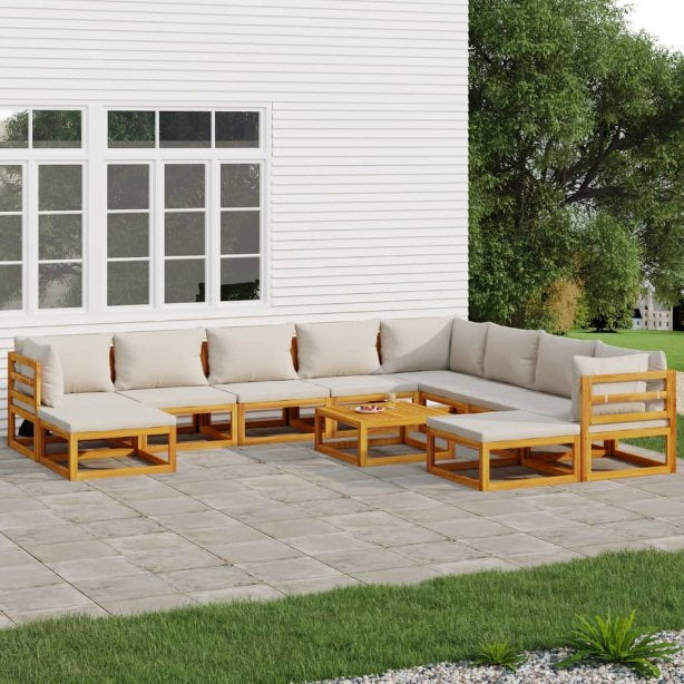 vidaXL 6-tlg. Garten-Lounge-Set mit Taupe Kissen Massivholz