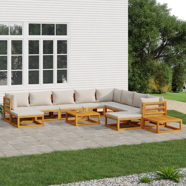 vidaXL 6-tlg. Garten-Lounge-Set mit Taupe Kissen Massivholz