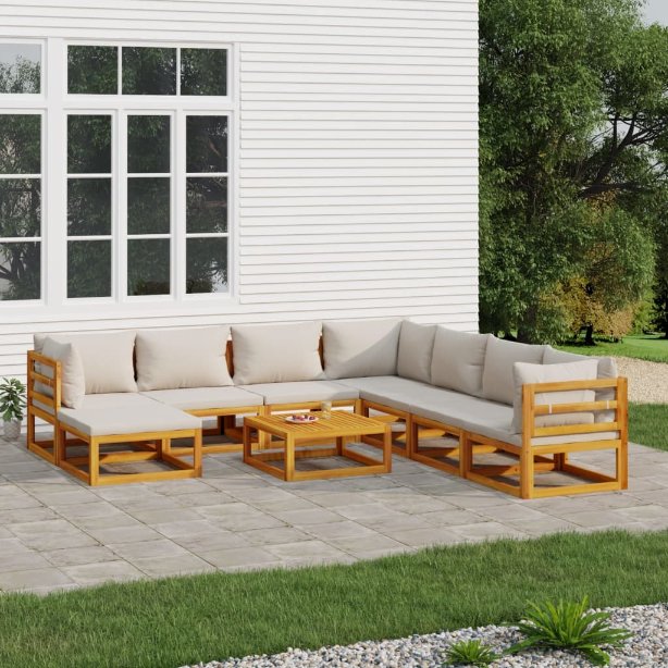 vidaXL 6-tlg. Garten-Lounge-Set mit Taupe Kissen Massivholz