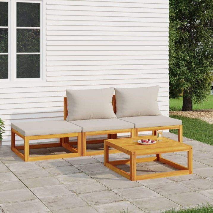 vidaXL 6-tlg. Garten-Lounge-Set mit Taupe Kissen Massivholz