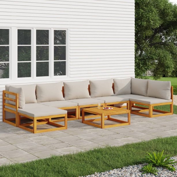 vidaXL 6-tlg. Garten-Lounge-Set mit Taupe Kissen Massivholz