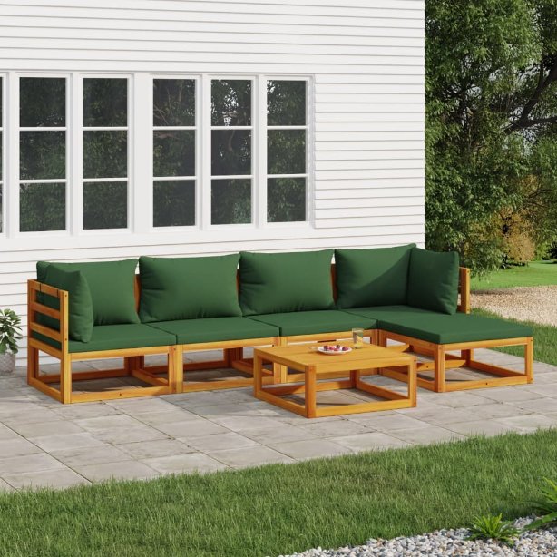vidaXL 6-tlg. Garten-Lounge-Set mit Taupe Kissen Massivholz