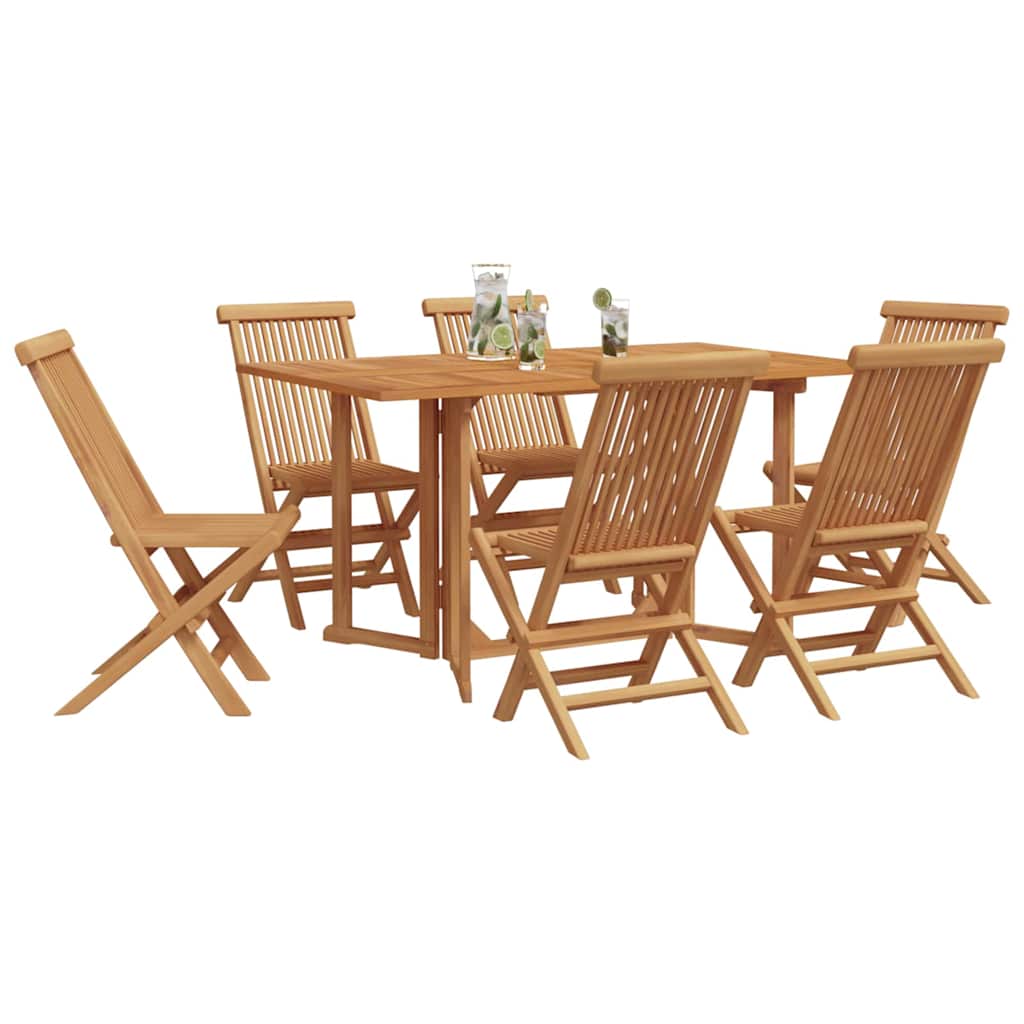 vidaXL Garten Essgruppe 7 pcs Braun Massivholz Teak