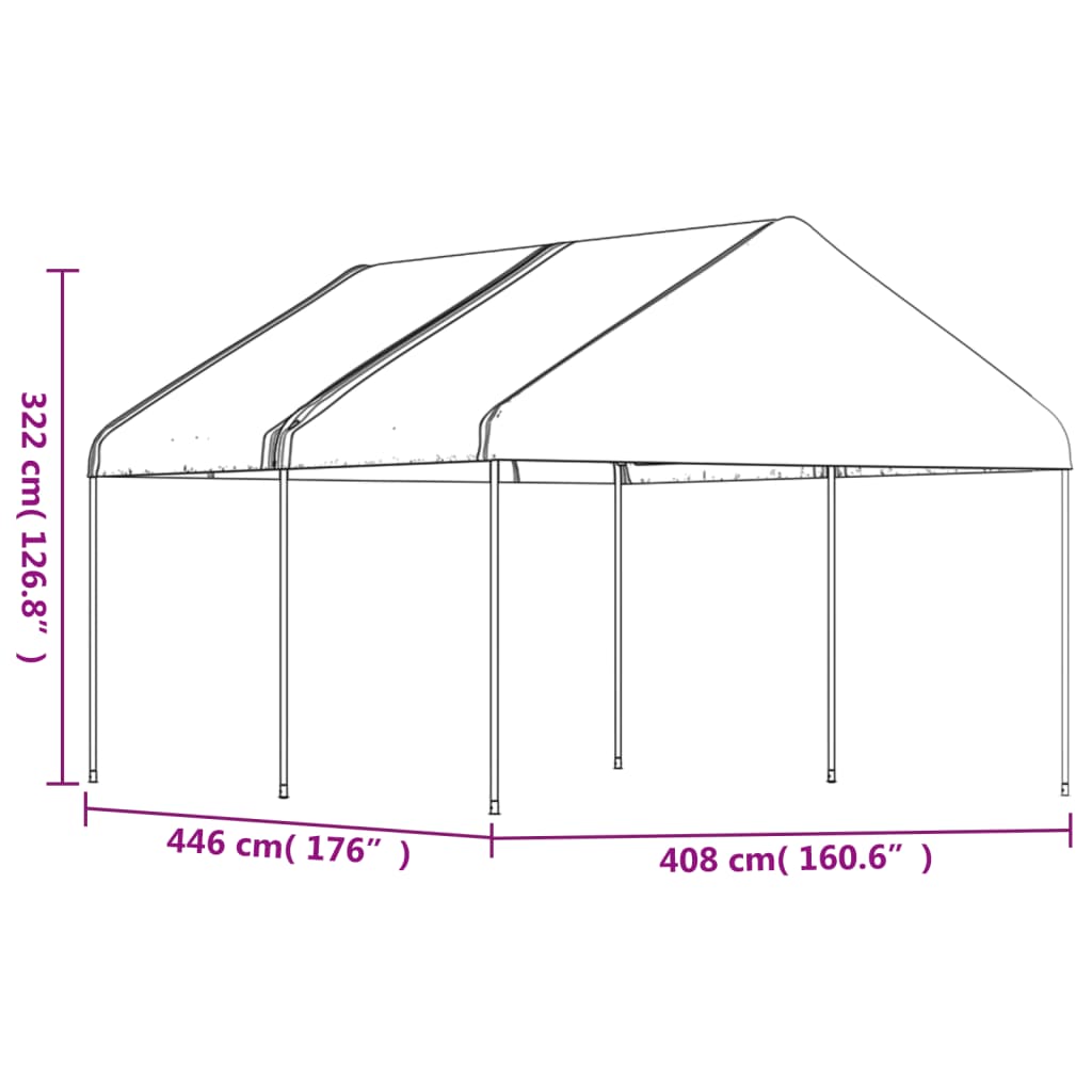 vidaXL Pavillon mit Dach Weiß 4,46x4,08x3,22 m Polyethylen