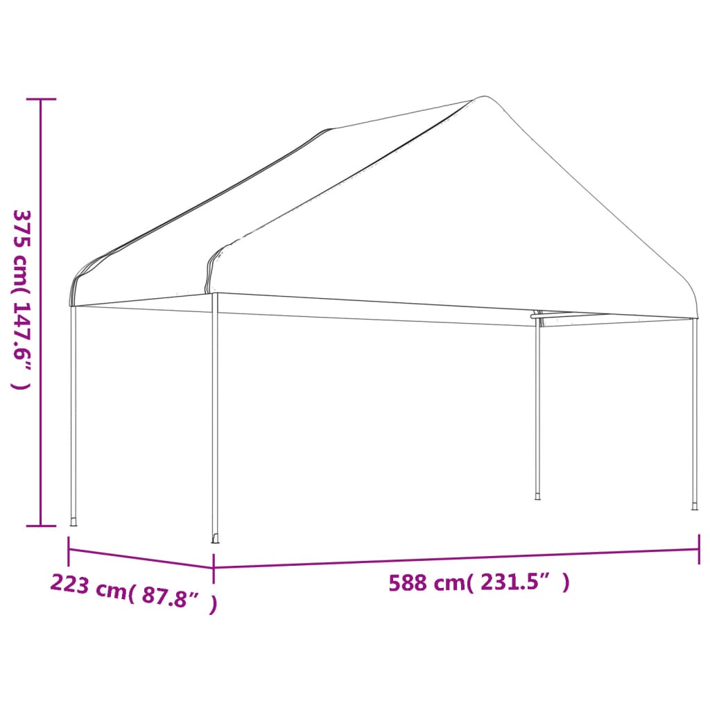 vidaXL Pavillon mit Dach Weiß 4,46x5,88x3,75 m Polyethylen