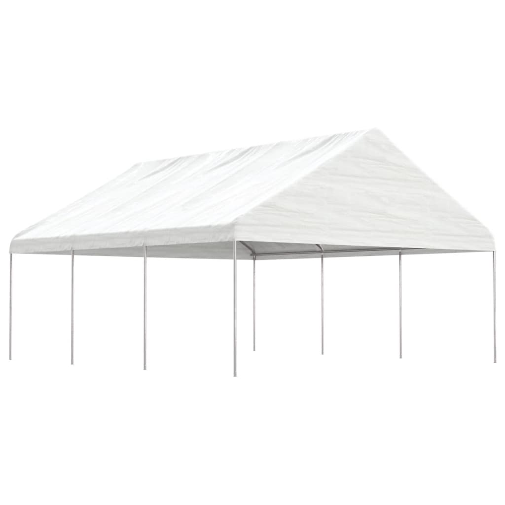 vidaXL Pavillon mit Dach Weiß 4,46x5,88x3,75 m Polyethylen
