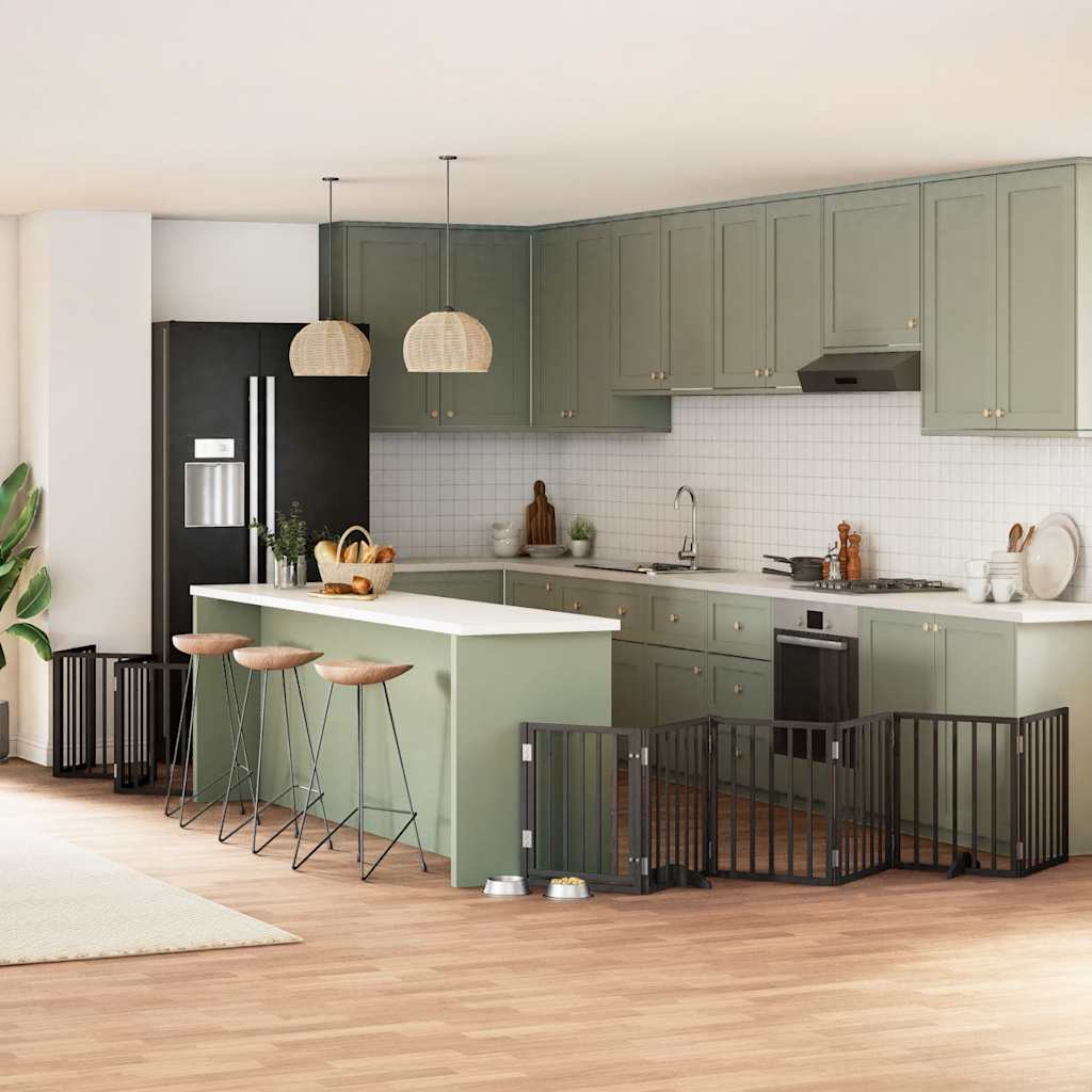 vidaXL 9-tlg. Hundetor mit Tür Faltbar 450 cm Pappelholz