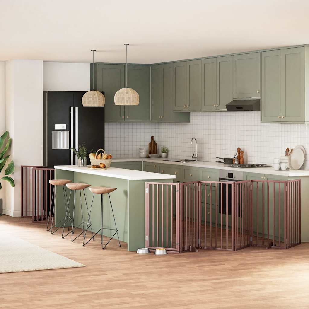 vidaXL 9-tlg. Hundetor mit Tür Faltbar 450 cm Pappelholz