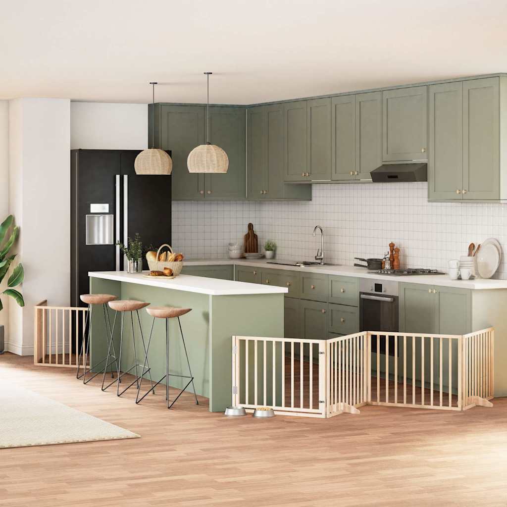 vidaXL 9-tlg. Hundetor mit Tür Faltbar 450 cm Pappelholz