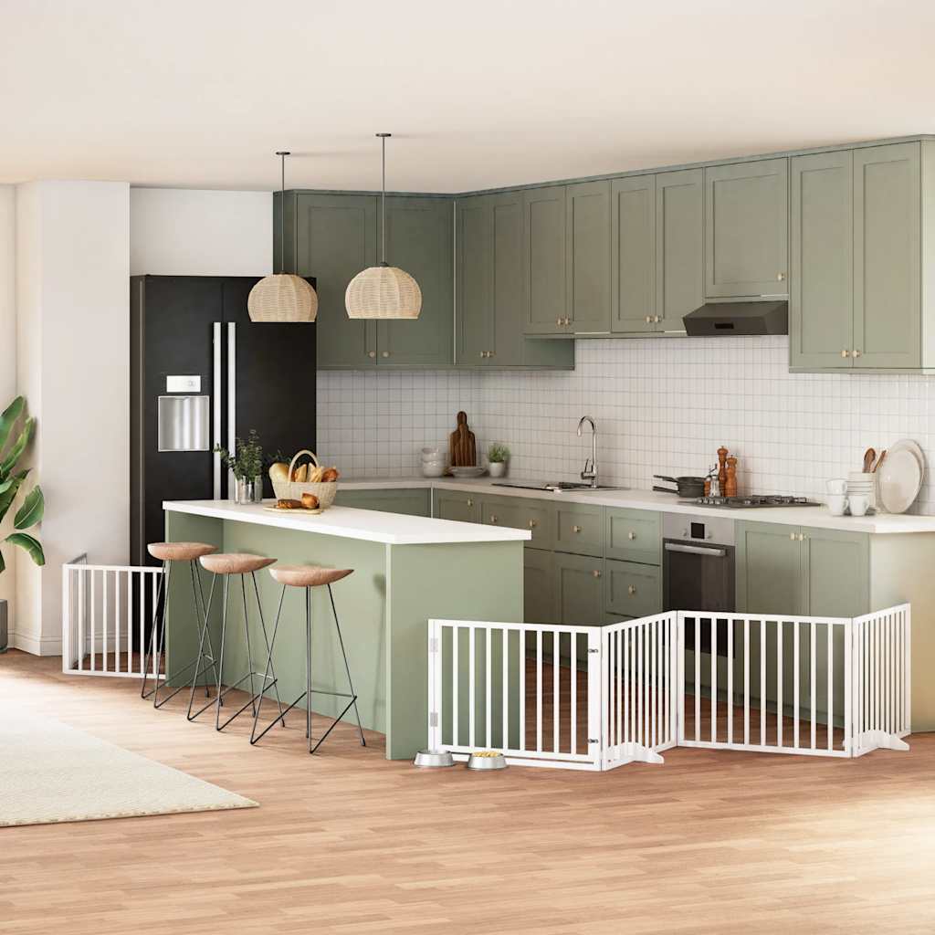 vidaXL 9-tlg. Hundetor mit Tür Faltbar 450 cm Pappelholz