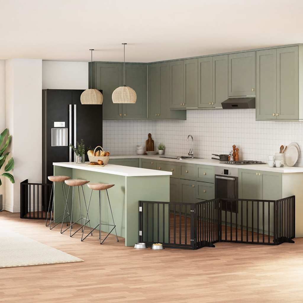 vidaXL 9-tlg. Hundetor mit Tür Faltbar 450 cm Pappelholz