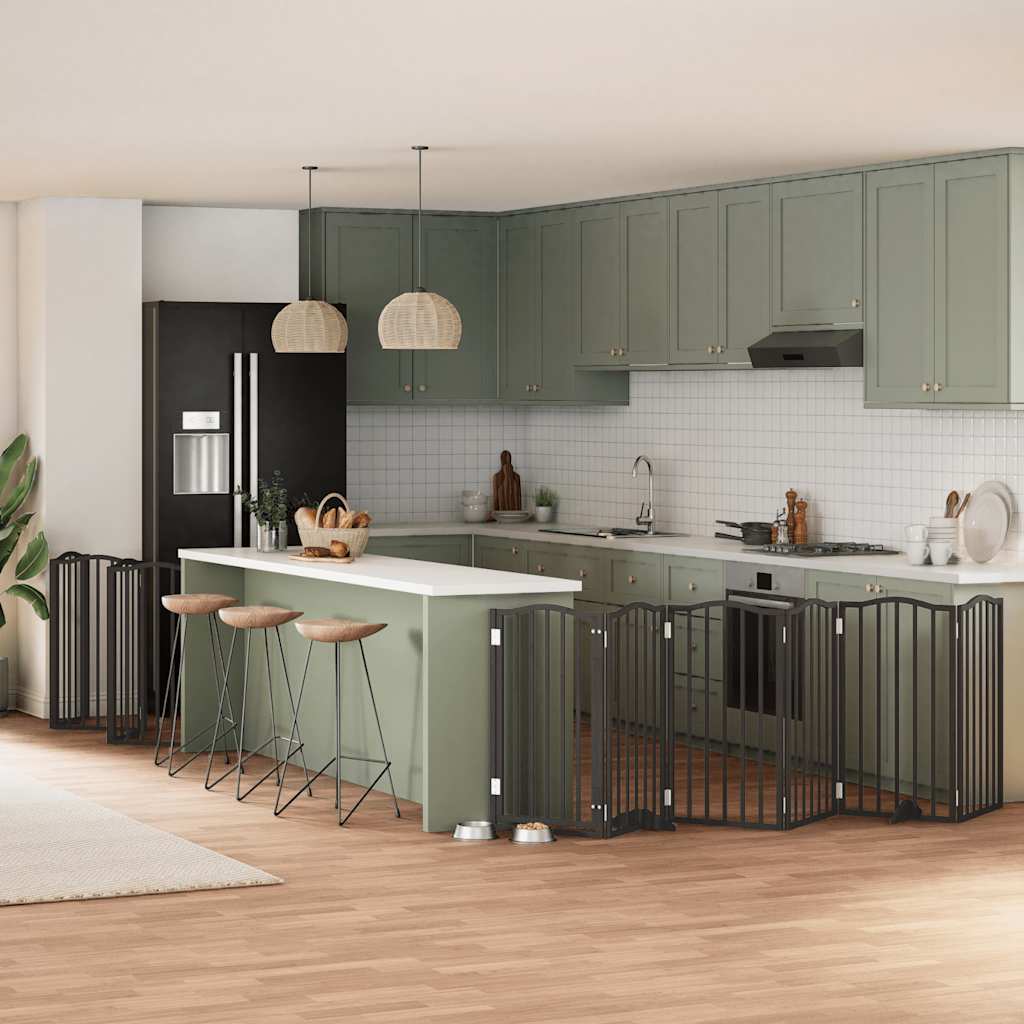 vidaXL 9-tlg. Hundetor mit Tür Faltbar 450 cm Pappelholz