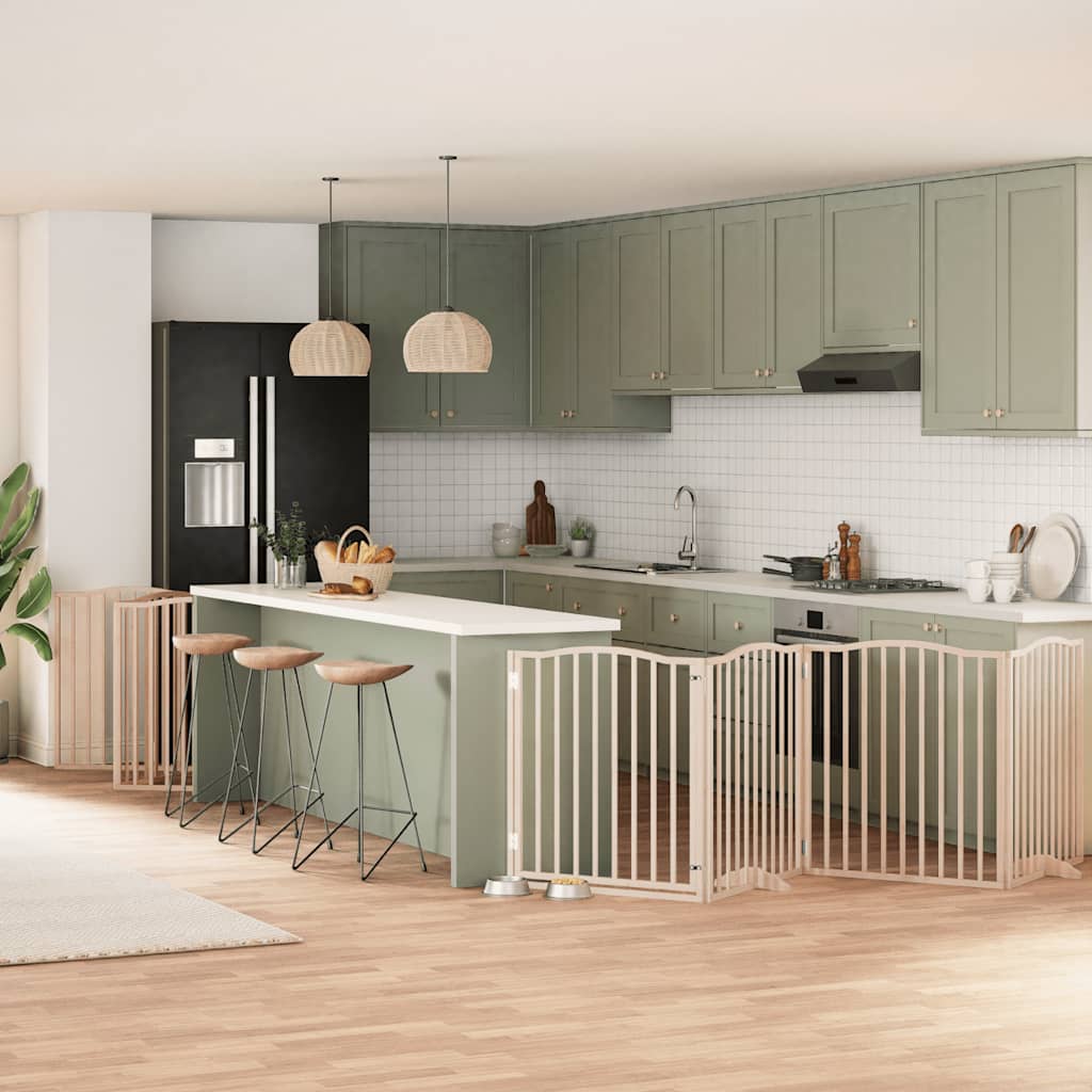 vidaXL 9-tlg. Hundetor mit Tür Faltbar 450 cm Pappelholz