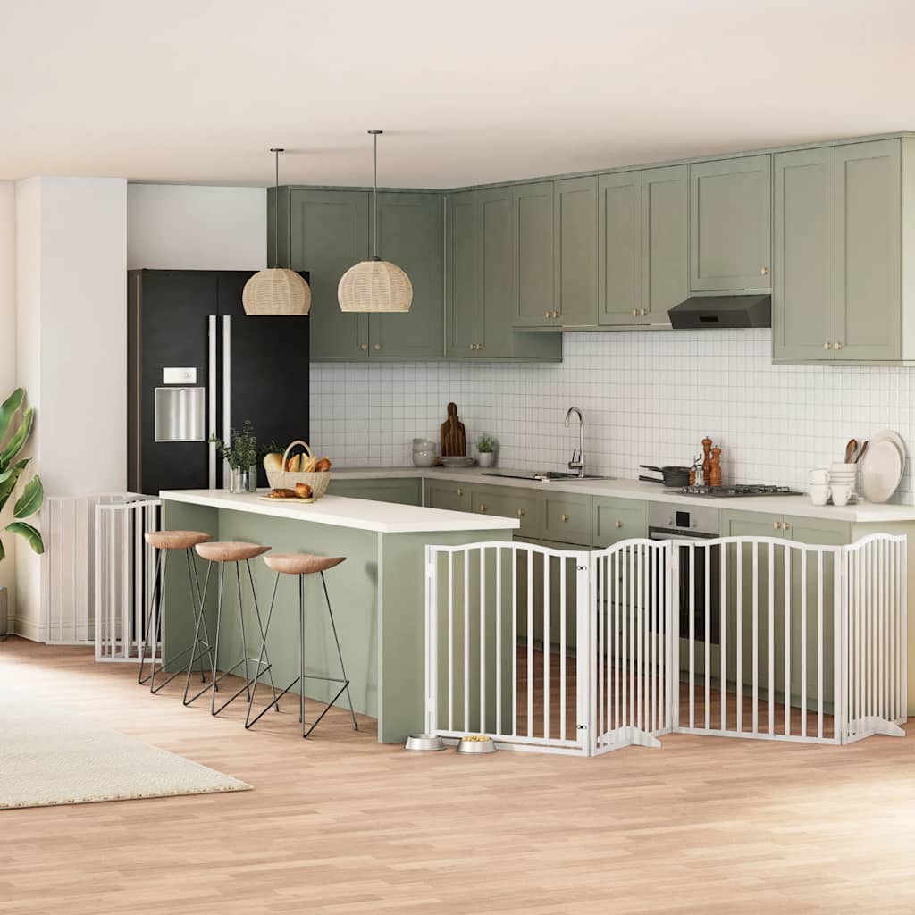 vidaXL 9-tlg. Hundetor mit Tür Faltbar 450 cm Pappelholz