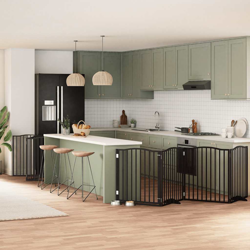 vidaXL 9-tlg. Hundetor mit Tür Faltbar 450 cm Pappelholz