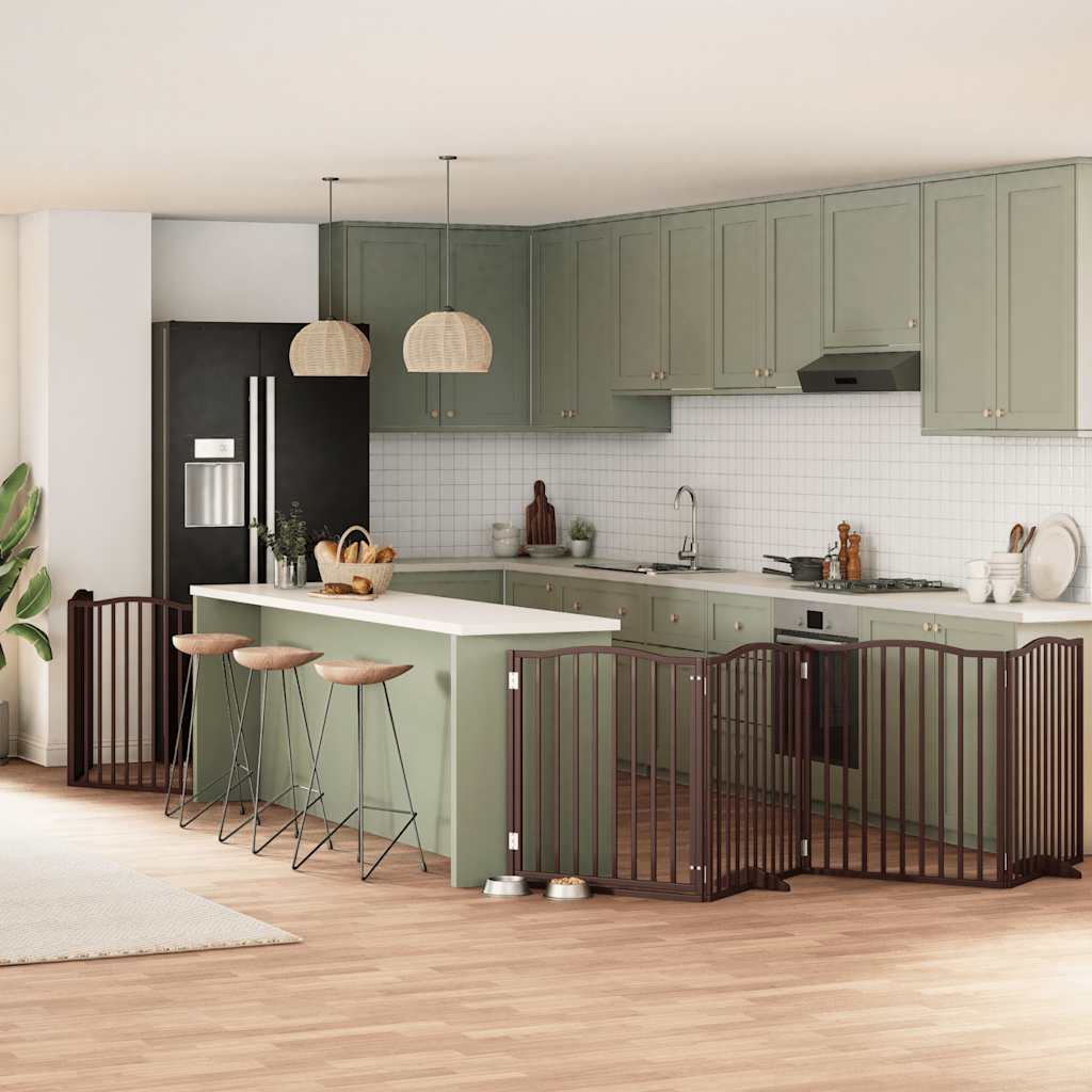 vidaXL 9-tlg. Hundetor mit Tür Faltbar 450 cm Pappelholz