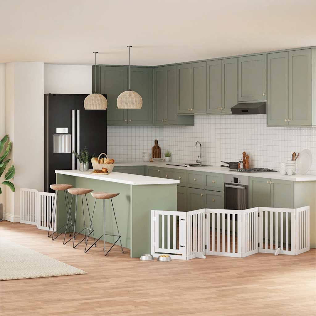 vidaXL 9-tlg. Hundetor mit Tür Faltbar 450 cm Pappelholz