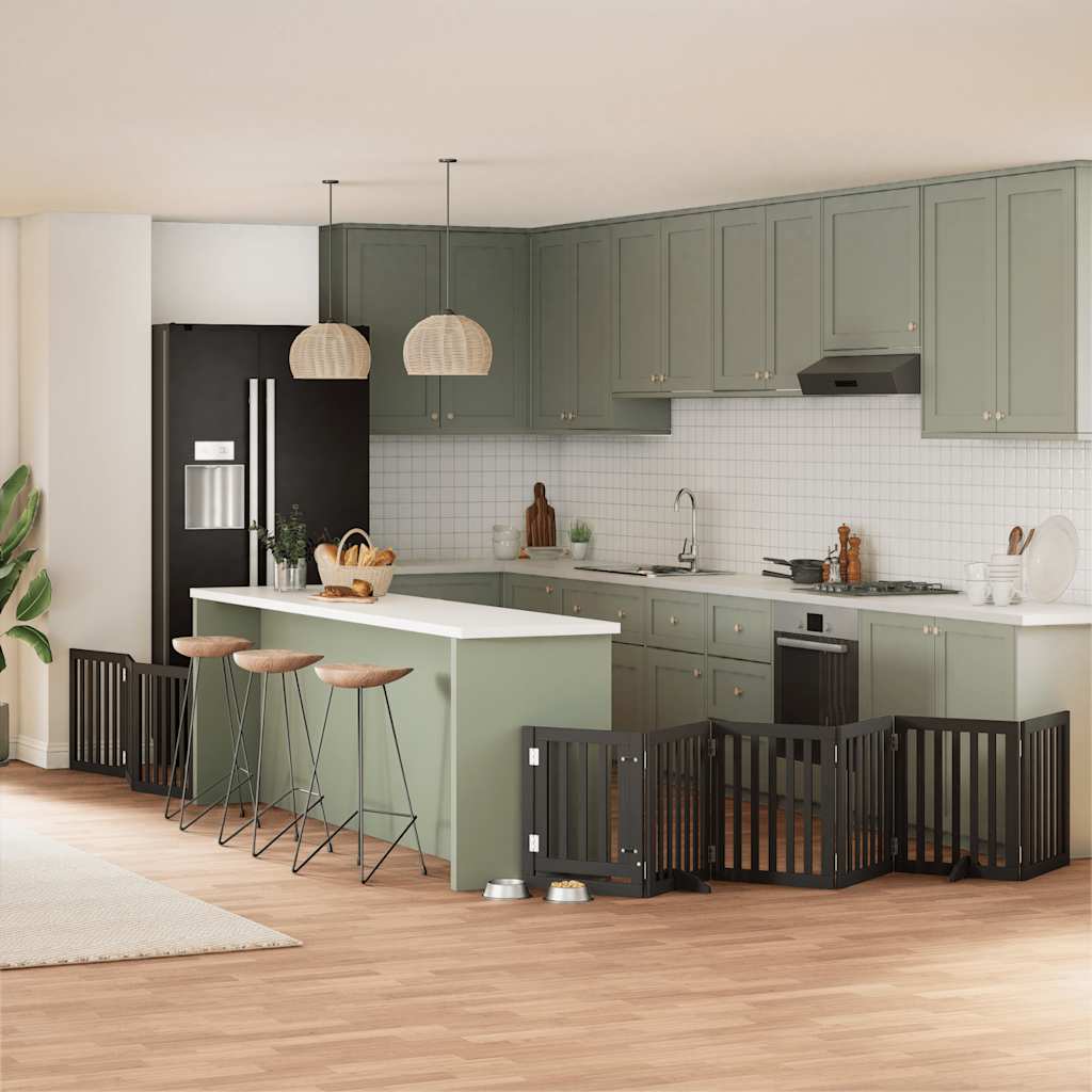 vidaXL 9-tlg. Hundetor mit Tür Faltbar 450 cm Pappelholz