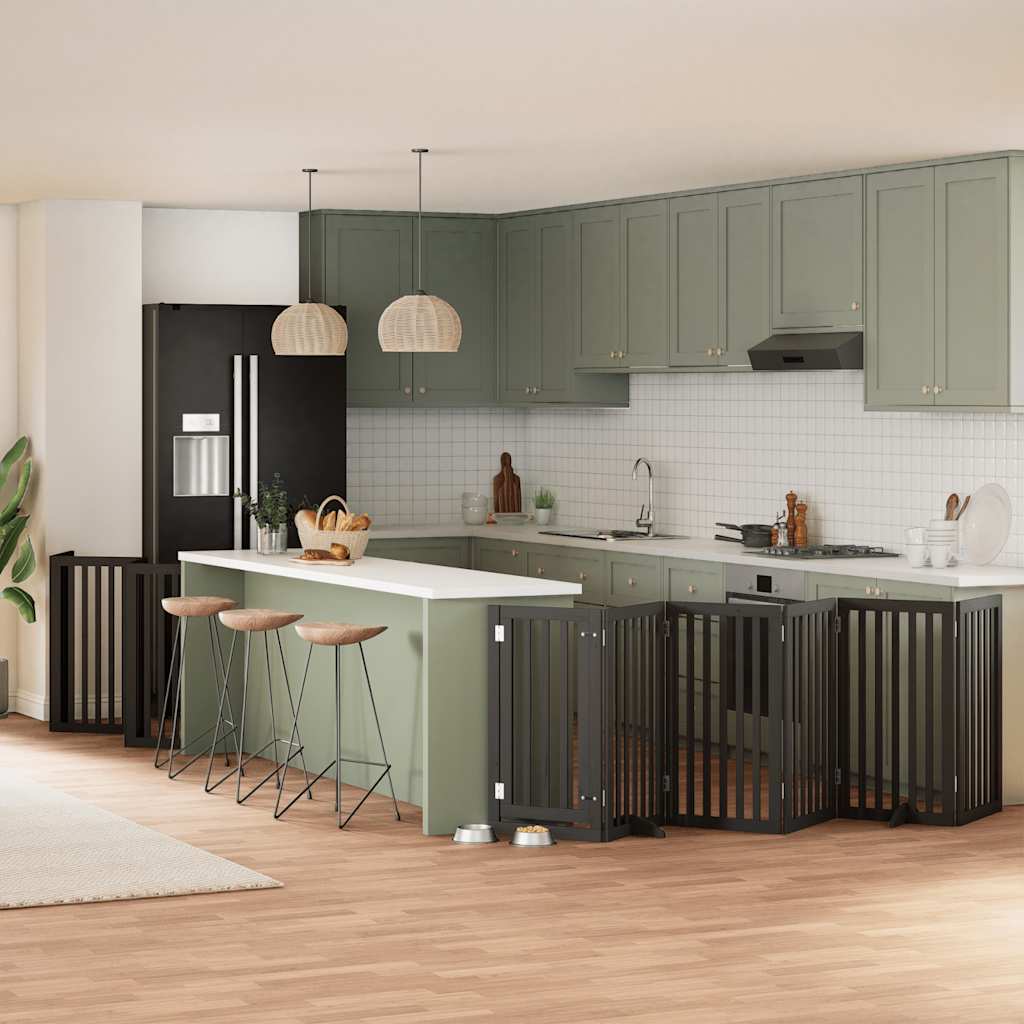 vidaXL 9-tlg. Hundetor mit Tür Faltbar 450 cm Pappelholz