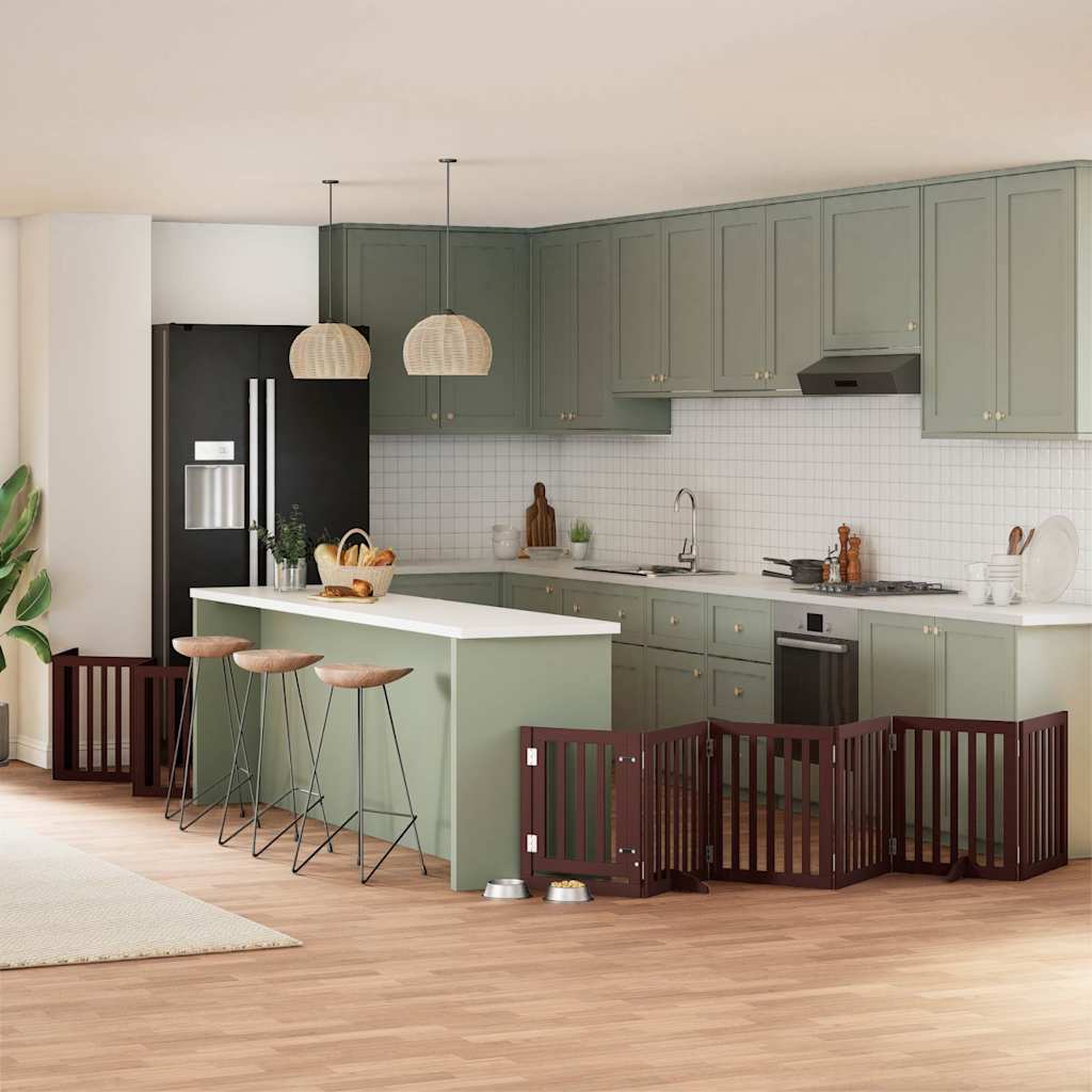 vidaXL 9-tlg. Hundetor mit Tür Faltbar 450 cm Pappelholz