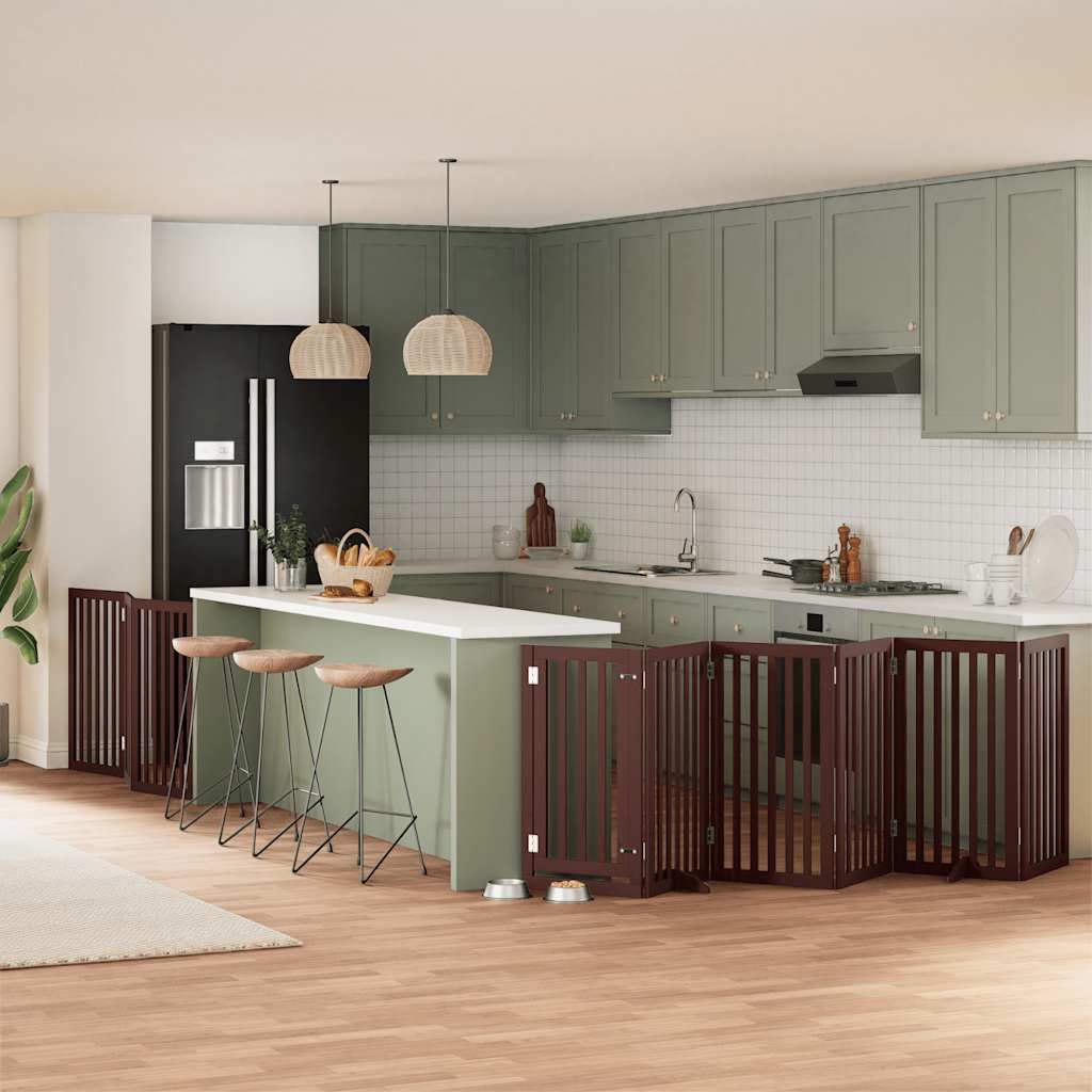 vidaXL 9-tlg. Hundetor mit Tür Faltbar 450 cm Pappelholz