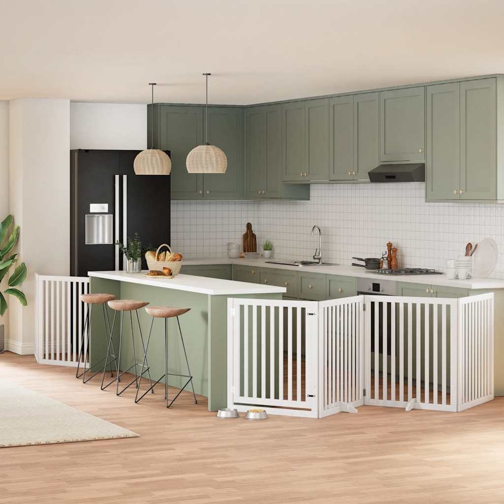 vidaXL 9-tlg. Hundetor mit Tür Faltbar 450 cm Pappelholz