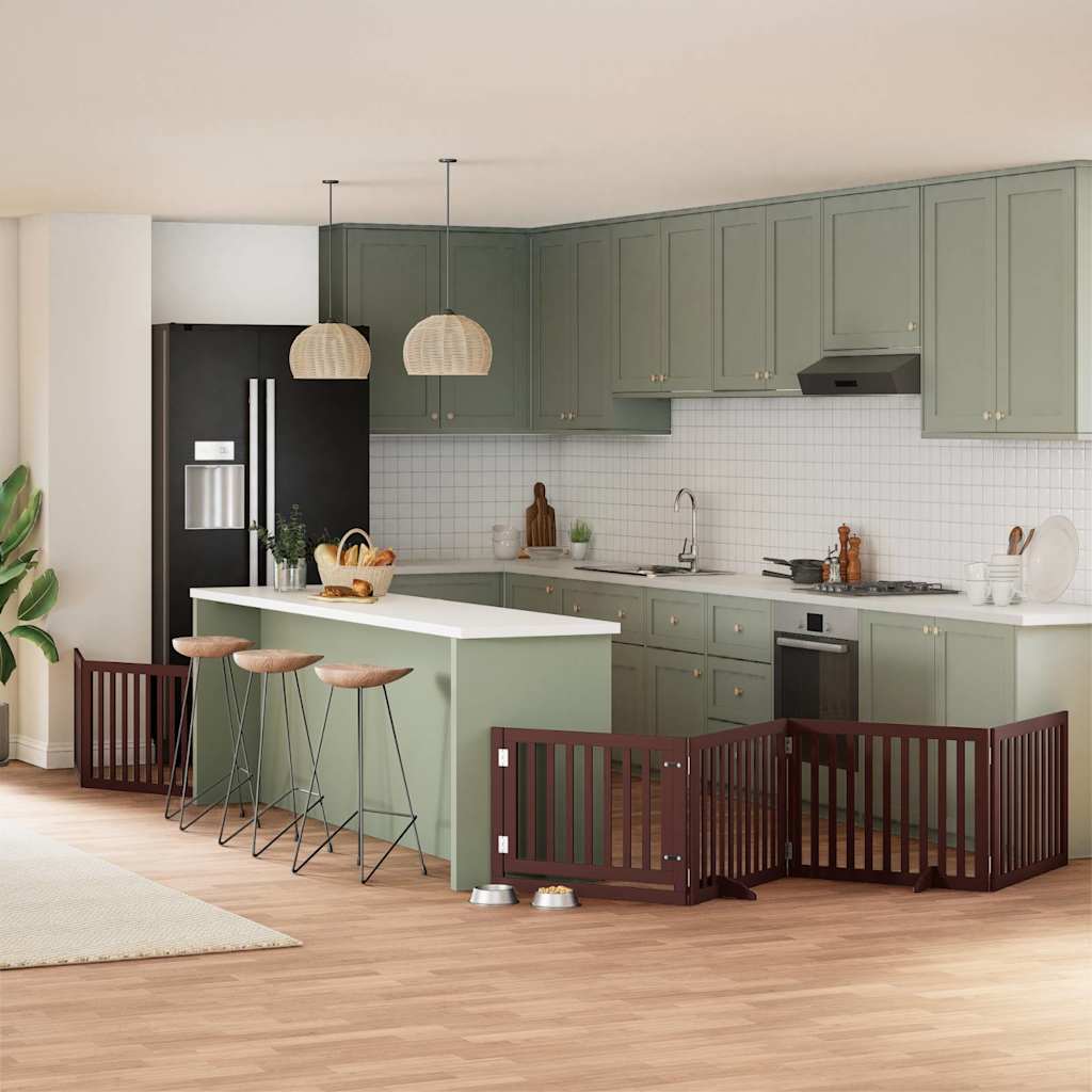 vidaXL 9-tlg. Hundetor mit Tür Faltbar 450 cm Pappelholz