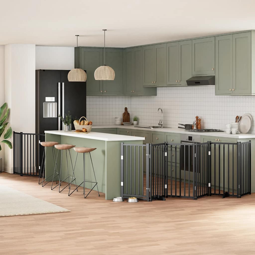 vidaXL 9-tlg. Hundetor mit Tür Faltbar 450 cm Pappelholz