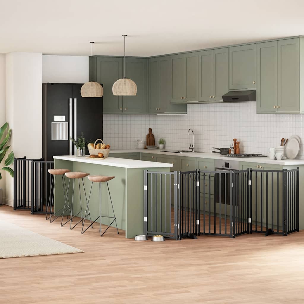 vidaXL 9-tlg. Hundetor mit Tür Faltbar 450 cm Pappelholz