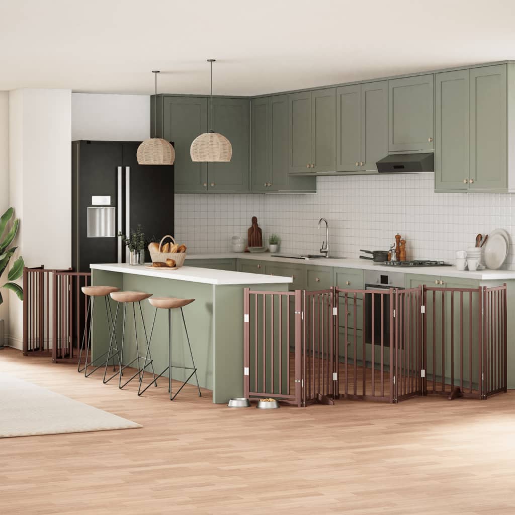 vidaXL 9-tlg. Hundetor mit Tür Faltbar 450 cm Pappelholz