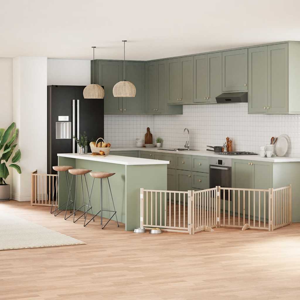 vidaXL 9-tlg. Hundetor mit Tür Faltbar 450 cm Pappelholz