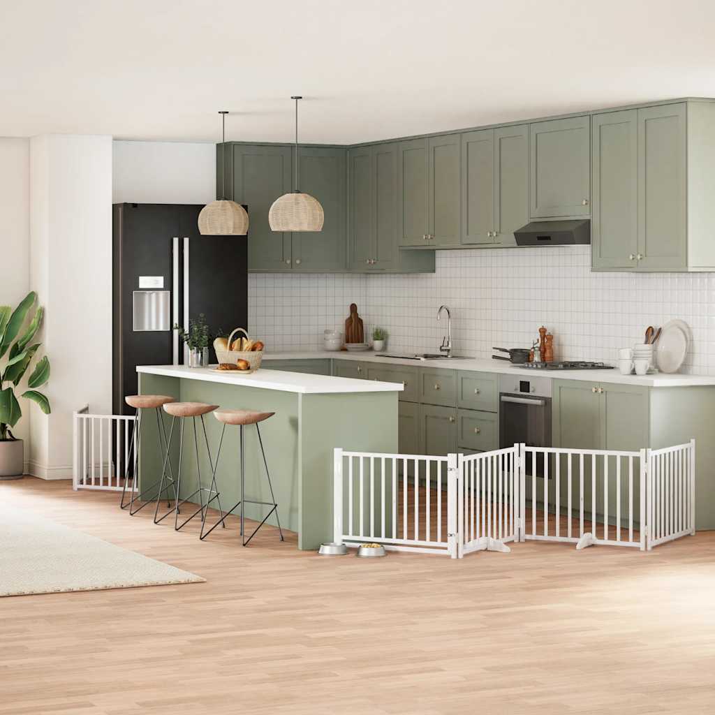 vidaXL 9-tlg. Hundetor mit Tür Faltbar 450 cm Pappelholz