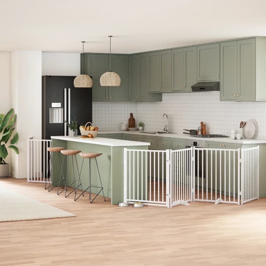 vidaXL 9-tlg. Hundetor mit Tür Faltbar 450 cm Pappelholz