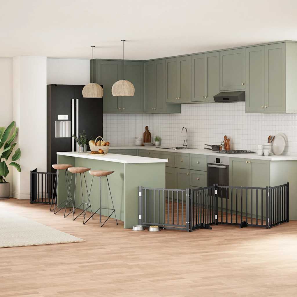 vidaXL 9-tlg. Hundetor mit Tür Faltbar 450 cm Pappelholz